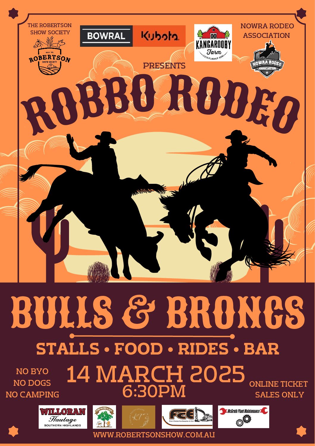 Orange and Brown Illustrative Retro Western Rodeo Night Show Flyer
